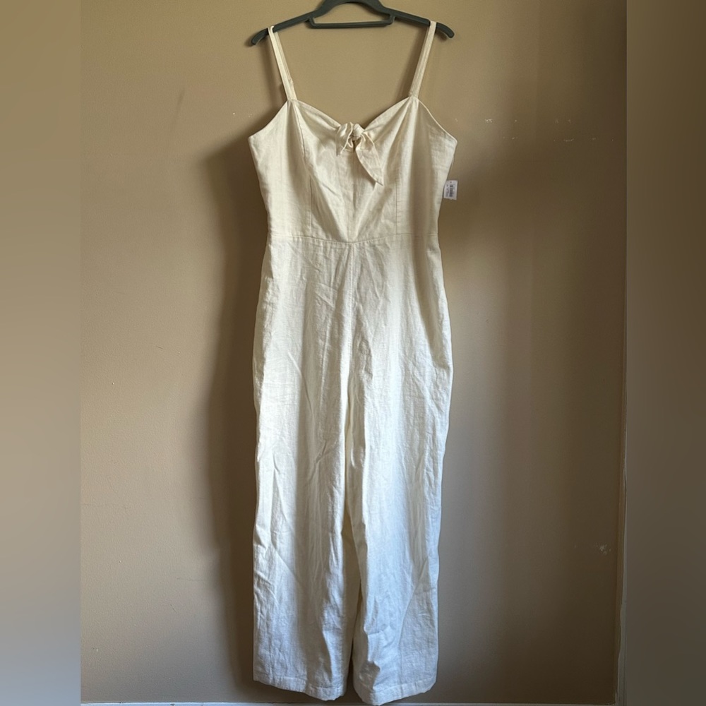 Old Navy Cream Linen-Blend Jumpsuit with Bow Front